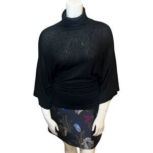 LINE Black Modal-Cashmere Soft Modern Turtleneck Sweater, M